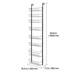8-Tier Over the Door Pantry Organizer Hanging Storage Rack Adjustable
