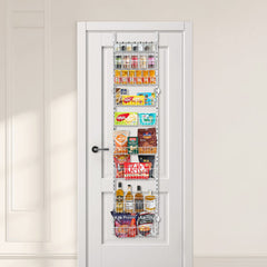 Over the Door Pantry Organizer, 9-Tier Pantry Organization and Storage, Heavy-Duty Steel Hanging Spice Rack, Adjustable Wall Seasoning Shelves, for Home Kitchen Laundry Room Bathroom, White