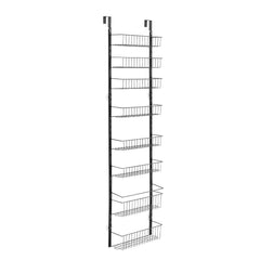 Over the Door Pantry Organizer, 9-Tier Pantry Organization and Storage, Heavy-Duty Steel Hanging Spice Rack, Adjustable Wall Seasoning Shelves, for Home Kitchen Laundry Room Bathroom, Black