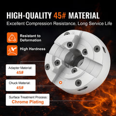 KP2-3/4 Lathe Chuck, 4-Jaw 70 mm Diameter, Metal Lathe Chuck Turning Machine Accessories, Self-centering Tool, for Lathe, Precision Machining, Grinding Machines, Milling Machines