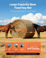 Round Bale Hay Net, 1.8 x 1.8 x 1.8 m, 38.1 x 38.1 mm Holes, PE Material, Knotless Design, with Zip Ties, Needle Shuttle, Repair Twine and Storage Bag, Slow Feeder Round Bale Net for Horses