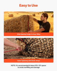 Round Bale Hay Net, 1.8 x 1.8 x 1.8 m, 38.1 x 38.1 mm Holes, PE Material, Knotless Design, with Zip Ties, Needle Shuttle, Repair Twine and Storage Bag, Slow Feeder Round Bale Net for Horses