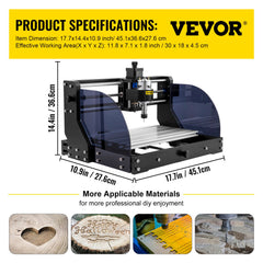 Cnc 3018 Pro 10000RPM Cnc 3018 300×180×45mm Cnc Machine GRBL Control Mini Laser Engraver with Offline Controller 3 Axis laser engraving machine for Carving Milling Plastic Acrylic PVC