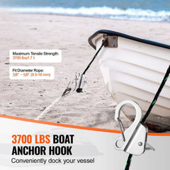 Boat Anchor Hook Stainless Steel Knotless Anchor System with Quick Release