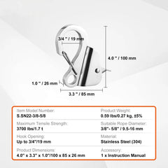 Boat Anchor Hook Stainless Steel Knotless Anchor System with Quick Release