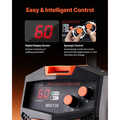 MIG Welder 130Amp Gasless Flux Core Mig Welding Machine with IGBT Inverter