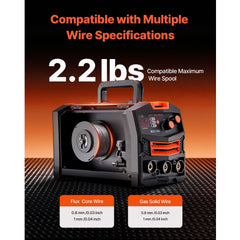MIG Welder, 130A Synergic Mig Welding Machine, 2-in-1 Gas MIG/Gasless Flux Core MIG Multi-Process Welder Machine, Portable Mig Welder with IGBT Inverter Technology & Digital Display Screen