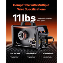 Pro MIG Welder, 200Amp Pluse Mig Welding Machine, 5-in-1 Synergic Welder Machine MIG Pluse/Gas MIG/Flux Core MIG/Stick/Lift TIG with IGBT Inverter Technology and LCD Screen Display