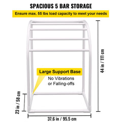 Pool Towel Rack, 5 Bar, Milky, Freestanding Outdoor PVC Curved Poolside Storage Organizer, Include 8 Towel Clips, Mesh Bag, Hook, Also Stores Floats and Paddles, for Beach, Swimming Pool, Home