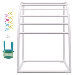 Outdoor Towel Rack Pool Towel Rack 7 Bar Curved White Freestanding Patio