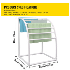 Outdoor Towel Rack Pool Towel Rack 7 Bar Curved White Freestanding Patio