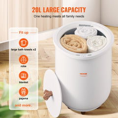 Towel Warmer Bucket, 20L Large Towel Warmer for Bathroom, Auto Shut Off Towel Heater with 4-Level Timer Fits up to Two 40"x70" Oversized Towels, Bathrobes, Blankets, ETL & FCC Certified