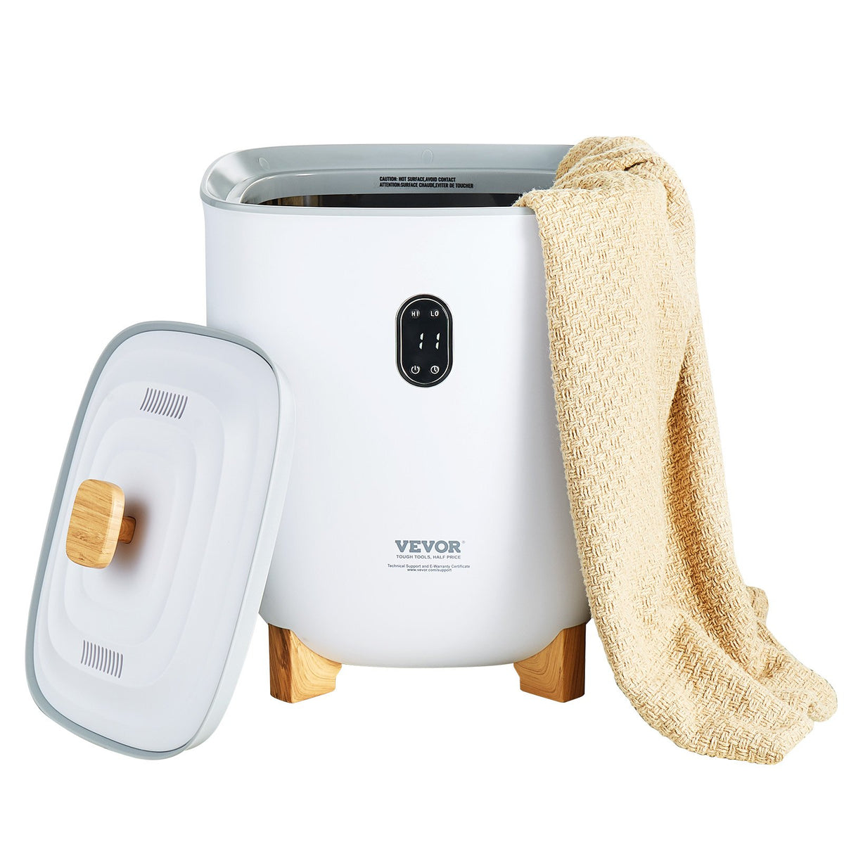 25L Towel Warmer Bucket with LED Screen Bottom Heating Columns Timer White