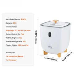 25L Towel Warmer Bucket with LED Screen Bottom Heating Columns Timer White