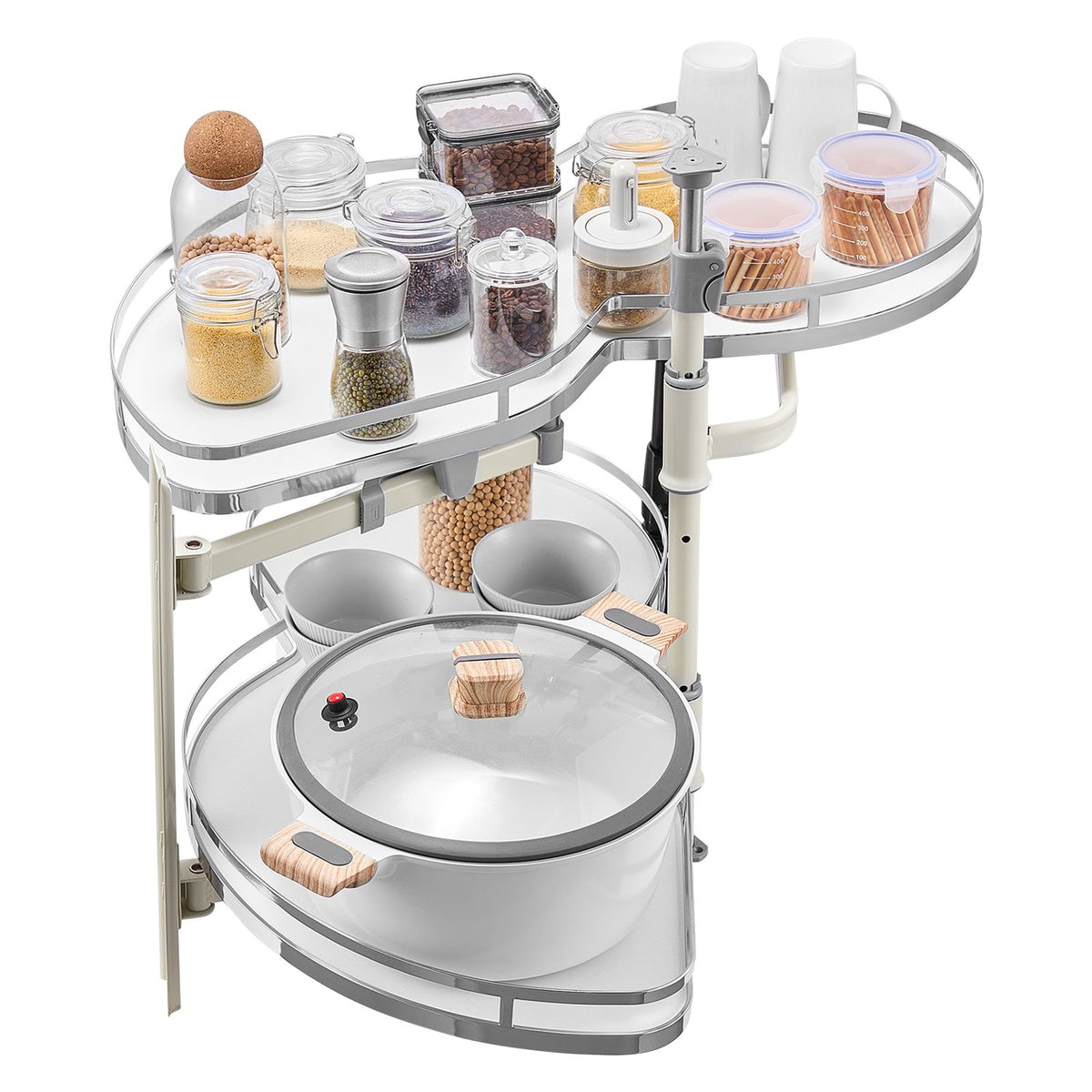 Swing Left Blind Corner Cabinet, Pull Out Organizer for 36 inch Width Blind Cabinet, 2 Tier Height Adjustable Swing Tray, Soft Close Kitchen Cloud Blind Organizer, Left Open