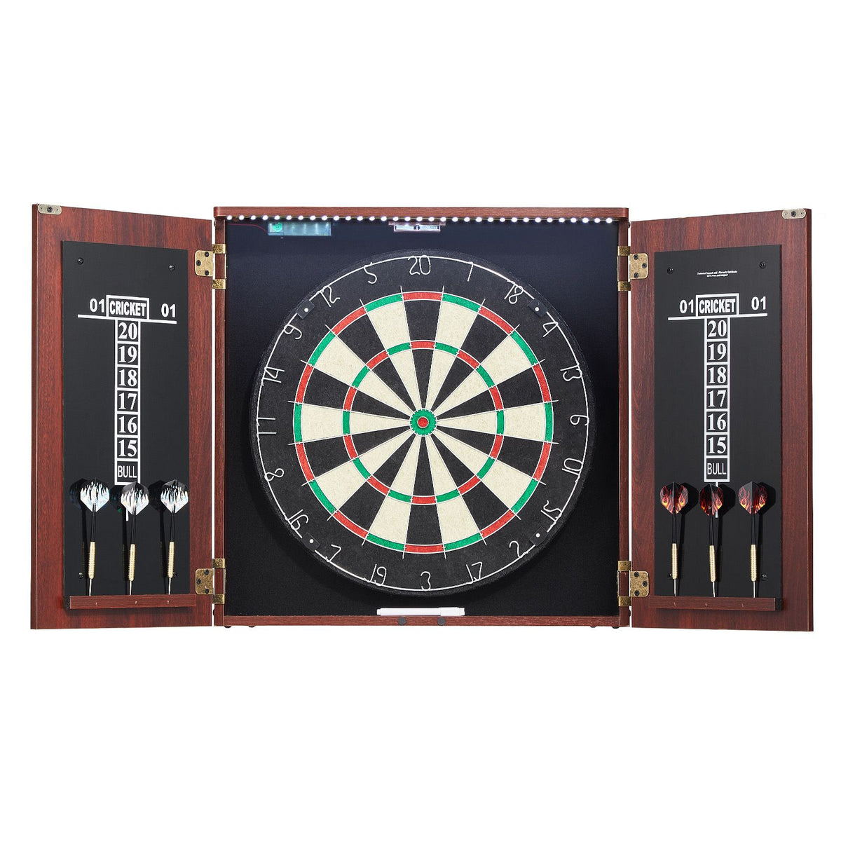 Dartboard and Cabinet Set Official Size Complete Accessory Steel Tip Dart