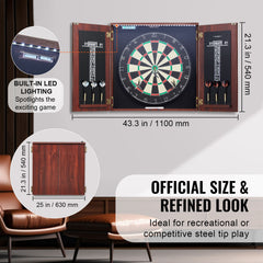 Dartboard and Cabinet Set Official Size Complete Accessory Steel Tip Dart