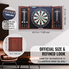 Dartboard and Cabinet Set Official Size Complete Accessory Steel Tip Dart