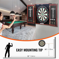 Dartboard and Cabinet Set Official Size Complete Accessory Steel Tip Dart