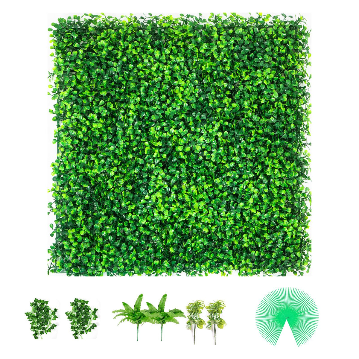 Artificial Boxwood Panels, 20 PCS 20\"x20\" Boxwood Hedge Wall Panels, PE Artificial Grass Backdrop Wall 1.6\", Privacy Hedge Screen for Decoration of Outdoor, Indoor, Garden, Fence, and Backyar