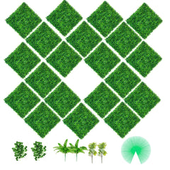 Artificial Boxwood Panels, 20 PCS 20\"x20\" Boxwood Hedge Wall Panels, PE Artificial Grass Backdrop Wall 1.6\", Privacy Hedge Screen for Decoration of Outdoor, Indoor, Garden, Fence, and Backyar