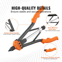 Rivet Nut Tool, 16” Rivnut Tool Kit with 13PCS Metric and SAE Mandrels, 186PCS Rivet Nuts, M3, M4, 10-24, M5, M6, 1/4-20, 8-32, 5/16-18, M8, 3/8-16, M10, M12, 1/2-13, Semi-auto Retraction