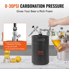 Beer Growler Tap System, 5L Mini Keg, 304 Stainless Steel Pressurized Beer Growler, Keg Growler with Pressure Display, CO2 Regulator Faucet, Leak-Proof Ring For Draft, Homebrew, Craft Beer