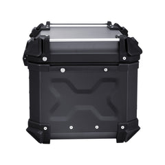 Motorcycle Top Case, Universal Aluminum Alloy Motorbike Tail Box with Leather Lining, 45L Waterproof Detachable Motorcycle Top Box with Lock & Back Cushion, Fit for 99% of Motorcycle Frames