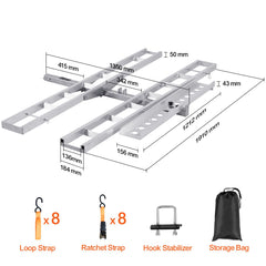 Motorcycle Carrier, 2-Bike 272.15KGS Aluminum Motorcycle Carrier Hitch Mount, Loading Ramp, Scooter Dirt Bike Trailer Hauler, Ratchet Straps and Stabilizer, for Car, Truck with 2" Hitch Receiver