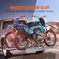 Motorcycle Carrier, 2-Bike 272.15KGS Aluminum Motorcycle Carrier Hitch Mount, Loading Ramp, Scooter Dirt Bike Trailer Hauler, Ratchet Straps and Stabilizer, for Car, Truck with 2" Hitch Receiver