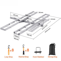 Motorcycle Carrier, 2-Bike 272.15KGS Aluminum Motorcycle Carrier Hitch Mount, Loading Ramp, Scooter Dirt Bike Trailer Hauler, Ratchet Straps and Stabilizer, for Car, Truck with 2" Hitch Receiver