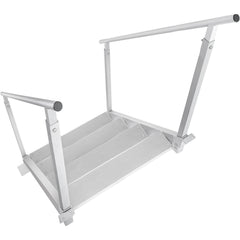Dock Ladder 4 Step, Dock Stairs 30''-38'' Adjustable Height, 227 kgs Load Capacity, Aluminum Pontoon Boat Ladder with Dual Handrails & Nonslip Mat for Ship/Lake/Pool/Marine Boarding