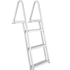 Dock Ladder, Removable 3 Steps, 159 kg Load Capacity, Aluminum Alloy Pontoon Boat Ladder with 101.6 mm Wide Step & Nonslip Rubber Mat, Easy to Install for Ship/Lake/Pool/Marine Boarding