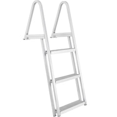 Dock Ladder, Removable 3 Steps, 159 kg Load Capacity, Aluminum Alloy Pontoon Boat Ladder with 101.6 mm Wide Step & Nonslip Rubber Mat, Easy to Install for Ship/Lake/Pool/Marine Boarding