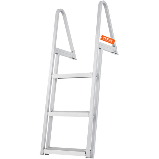 Dock Ladder, Removable 3 Steps, 159 kg Load Capacity, Aluminum Alloy Pontoon Boat Ladder with 101.6 mm Wide Step & Nonslip Rubber Mat, Easy to Install for Ship/Lake/Pool/Marine Boarding