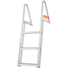 Dock Ladder, Removable 3 Steps, 159 kg Load Capacity, Aluminum Alloy Pontoon Boat Ladder with 101.6 mm Wide Step & Nonslip Rubber Mat, Easy to Install for Ship/Lake/Pool/Marine Boarding