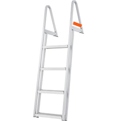 Dock Ladder, Removable 4 Steps, 350 lbs Load Capacity, Aluminum Alloy Pontoon Boat Ladder with 4'' Wide Step & Nonslip Mat, Easy to Install for Ship/Lake/Pool/Marine Boarding