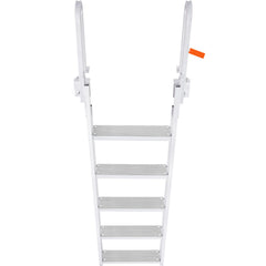Dock Ladder Flip Up 5 Steps, 350lbs Load Capacity, Aluminum Pontoon Boat Ladder with 4" Wide Step & Nonslip Rubber Mat,Swimm Step Ladder for Ship/Lake/Pool/Marine Boarding