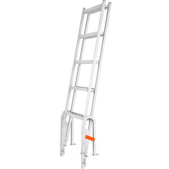 Dock Ladder Flip Up 5 Steps, 350lbs Load Capacity, Aluminum Pontoon Boat Ladder with 4" Wide Step & Nonslip Rubber Mat,Swimm Step Ladder for Ship/Lake/Pool/Marine Boarding