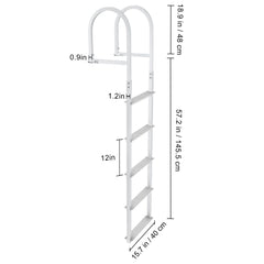 Dock Ladder, Removable 5 Steps, 227 kgs Load Capacity, Aluminum Alloy Pontoon Boat Ladder with 3.1'' Wide Step & Nonslip Rubber Mat, Easy to Install for Ship/Lake/Pool/Marine Boarding