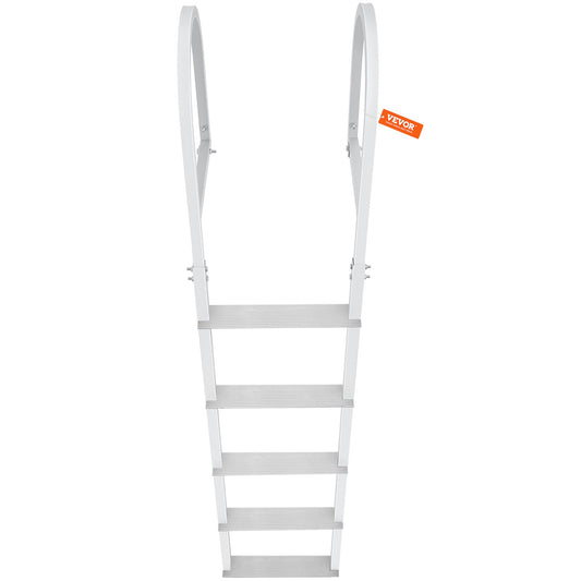 Dock Ladder, Removable 5 Steps, 227 kgs Load Capacity, Aluminum Alloy Pontoon Boat Ladder with 3.1'' Wide Step & Nonslip Rubber Mat, Easy to Install for Ship/Lake/Pool/Marine Boarding
