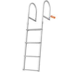 Dock Ladder, Removable 4 Steps, 500 lbs Load Capacity, Aluminum Alloy Pontoon Boat Ladder with 3.1'' Wide Step & Nonslip Rubber Mat, Easy to Install for Ship/Lake/Pool/Marine Boarding