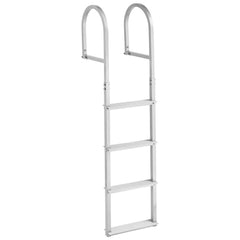 Removable Dock Ladder, 4 Steps, Aluminum Alloy Pontoon Boat Swim Ladder, with Non-Slip Wide Steps, 227 kg Weight Capacity, Quick Release Design, for Lake Swimming, Pool, Boat, Marine Boarding