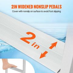 Dock Ladder, Flip-Up 3 Steps, 159 kg Load Capacity, Aluminum Alloy Pontoon Boat Ladder with 50.8 mm Wide Step & Nonslip Rubber Mat, Easy to Install for Ship/Lake/Pool/Marine Boarding
