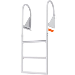 Dock Ladder, Flip-Up 3 Steps, 159 kg Load Capacity, Aluminum Alloy Pontoon Boat Ladder with 50.8 mm Wide Step & Nonslip Rubber Mat, Easy to Install for Ship/Lake/Pool/Marine Boarding