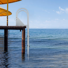 Dock Ladder, Flip-Up 3 Steps, 159 kg Load Capacity, Aluminum Alloy Pontoon Boat Ladder with 50.8 mm Wide Step & Nonslip Rubber Mat, Easy to Install for Ship/Lake/Pool/Marine Boarding