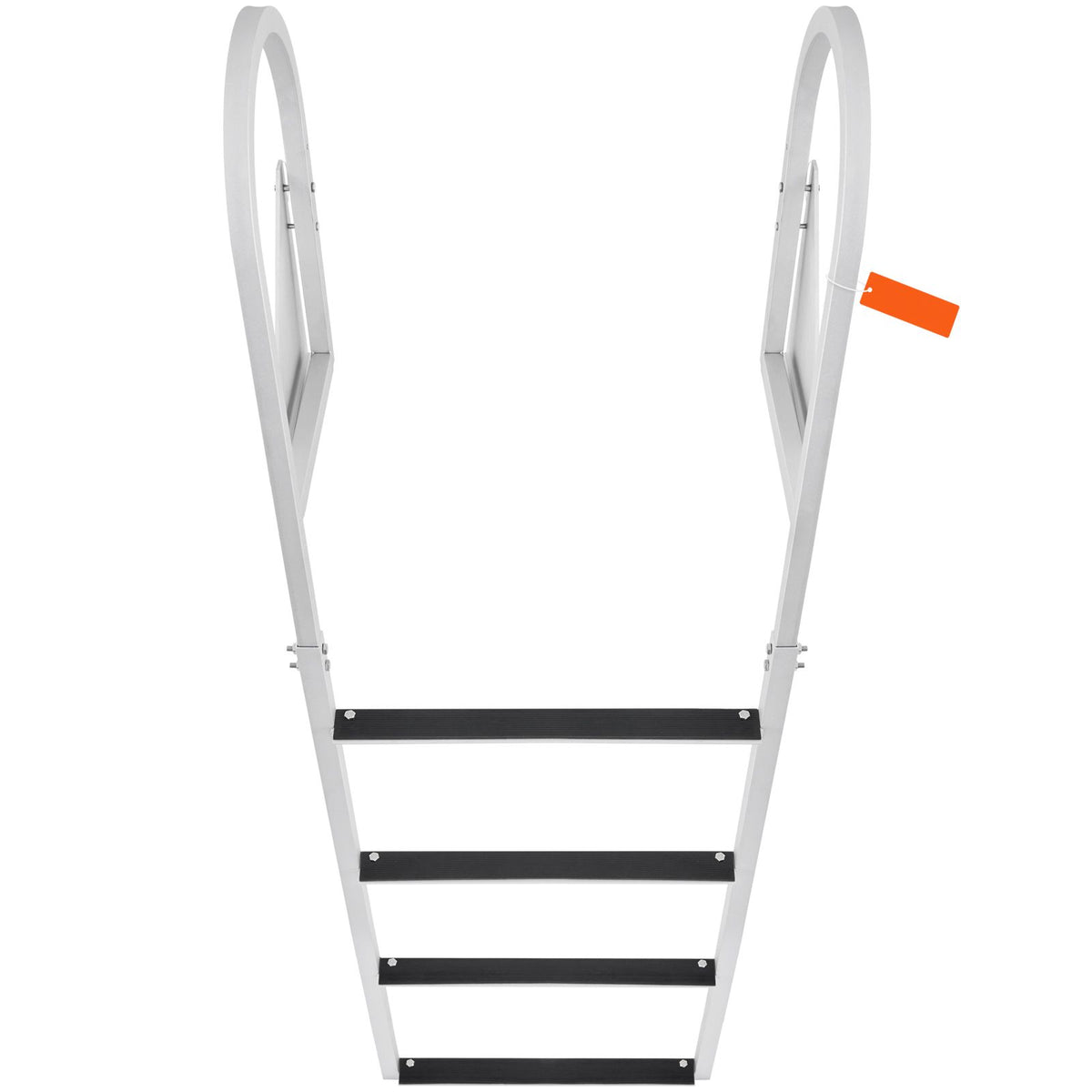 Dock Ladder, Flip-Up 4 Steps, 159 kg Load Capacity, Aluminum Alloy Pontoon Boat Ladder with 50.8 mm Wide Step & Nonslip Rubber Mat, Easy to Install for Ship/Lake/Pool/Marine Boarding