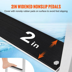 Dock Ladder, Flip-Up 4 Steps, 159 kg Load Capacity, Aluminum Alloy Pontoon Boat Ladder with 50.8 mm Wide Step & Nonslip Rubber Mat, Easy to Install for Ship/Lake/Pool/Marine Boarding