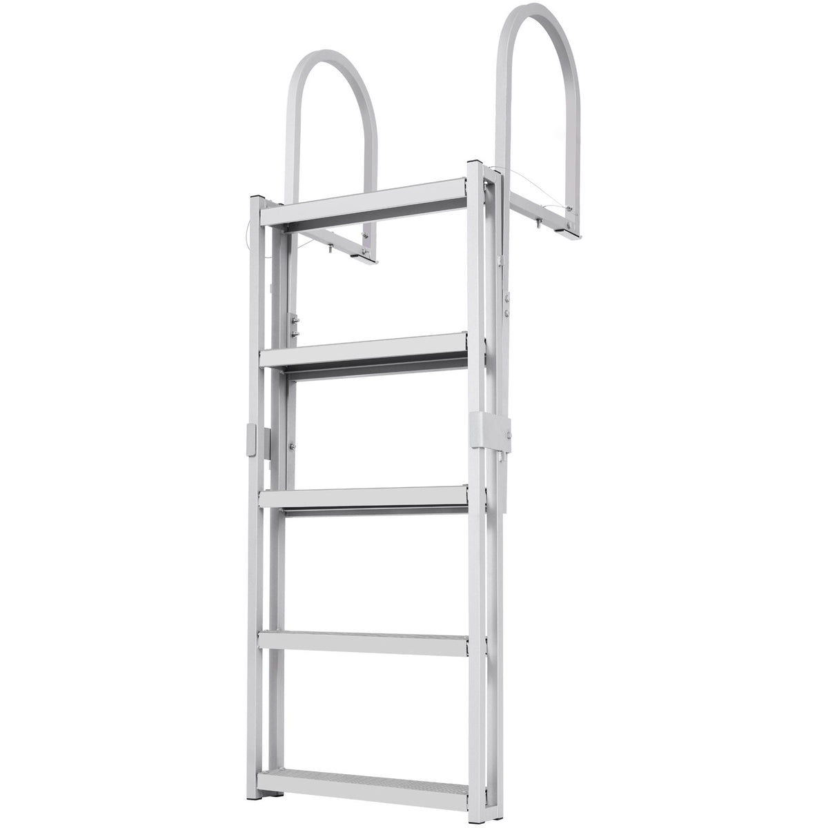 Dock Ladder, Retractable 5 Steps, 350 lbs Load Capacity, Aluminum Alloy Pontoon Boat Ladder with 66.9''-78.9'' Adjustable Height, 4'' Wide Step & Mat, for Ship/Lake/Pool/Marine Boarding