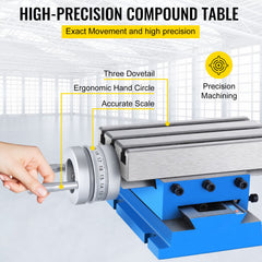 Milling Machine Cross Slide Worktable 4''x7.3'' 2 Axis Compound Precision
